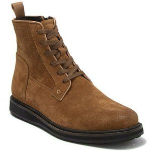 New! John Varvatos Star B USA Men Star Lug Lace Zip Suede Boots Brown 9.5 DD308